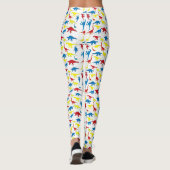 Rood geel blauw patroon dinosaurussen leggings (Achterkant)