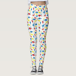 Rood geel blauw patroon dinosaurussen leggings