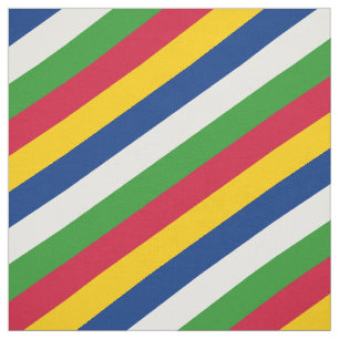 Rood, geel, blauw, wit en groen gestreepte patroon stof