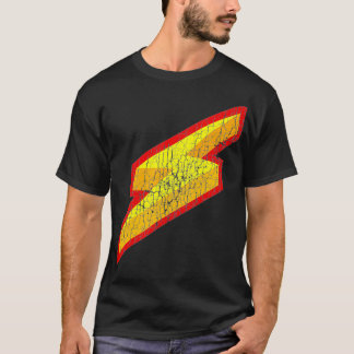 Rood geel bliksemschicht retro cadeau t-shirt