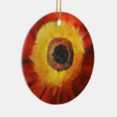 Rood Geel Bloem Art Circle Ornament (Rechts)