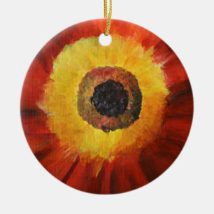 Rood Geel Bloem Art Circle Ornament