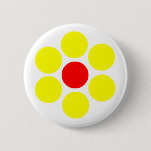 Rood Geel Bloem Eenvoudig Minimaal Ronde Button 5,7 Cm