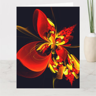 Rood Geel Bloemen Modern Abstract Kunstpatroon #10 Bedankkaart