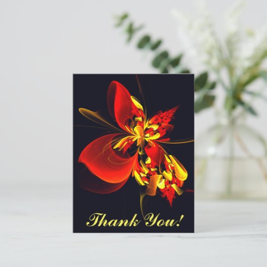 Rood Geel Bloemen Modern Abstract Kunstpatroon #10 Briefkaart (Staand voorkant)