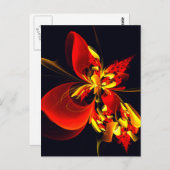 Rood Geel Bloemen Modern Abstract Kunstpatroon #10 Briefkaart (Voorkant / Achterkant)