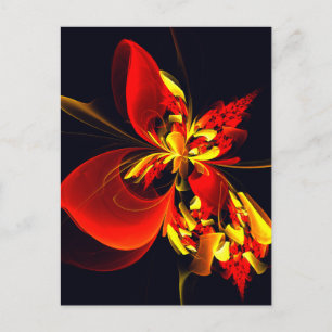 Rood Geel Bloemen Modern Abstract Kunstpatroon #10 Briefkaart