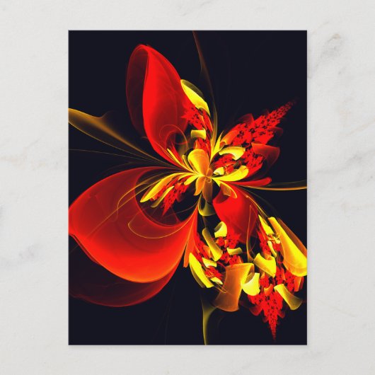 Rood Geel Bloemen Modern Abstract Kunstpatroon #10 Briefkaart (Voorkant)