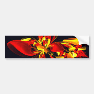 Rood Geel Bloemen Modern Abstract Kunstpatroon #10 Bumpersticker