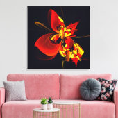 Rood Geel Bloemen Modern Abstract Kunstpatroon #10 Canvas Afdruk (Insitu (Woonkamer))