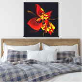Rood Geel Bloemen Modern Abstract Kunstpatroon #10 Canvas Afdruk (Insitu (Slaapkamer))