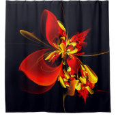 Rood Geel Bloemen Modern Abstract Kunstpatroon #10 Douchegordijn (Voorkant)