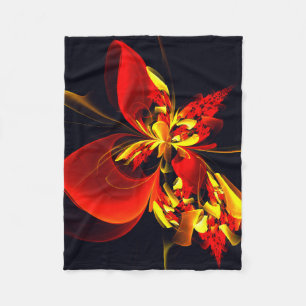 Rood Geel Bloemen Modern Abstract Kunstpatroon #10 Fleece Deken