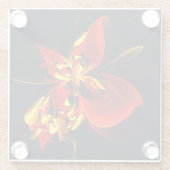 Rood Geel Bloemen Modern Abstract Kunstpatroon #10 Glazen Onderzetter (Achterkant)