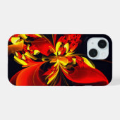 Rood Geel Bloemen Modern Abstract Kunstpatroon #10 iPhone 15 Case (Achterkant horizontaal)