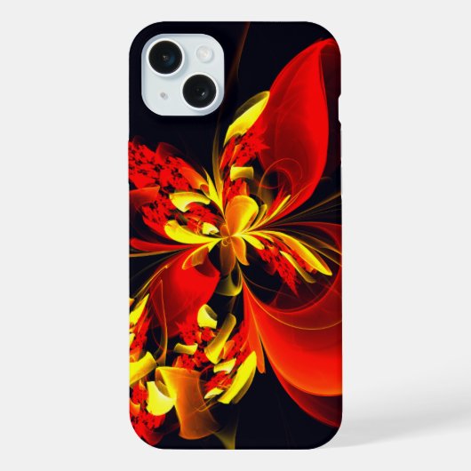Rood Geel Bloemen Modern Abstract Kunstpatroon #10 iPhone Hoesje (Achterkant)
