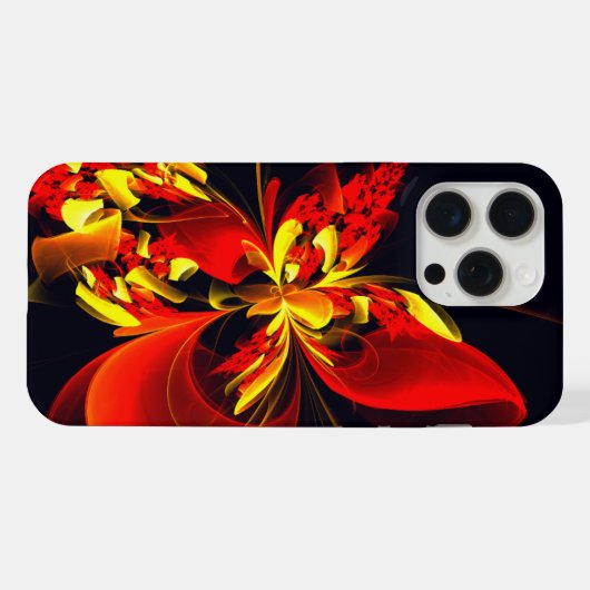 Rood Geel Bloemen Modern Abstract Kunstpatroon #10 iPhone Hoesje (Achterkant horizontaal)
