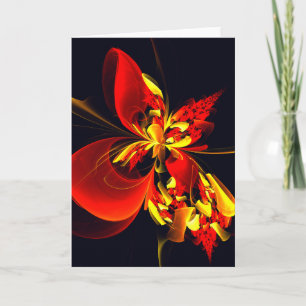 Rood Geel Bloemen Modern Abstract Kunstpatroon #10 Kaart