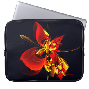 Rood Geel Bloemen Modern Abstract Kunstpatroon #10 Laptop Sleeve