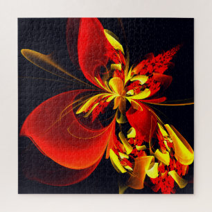 Rood Geel Bloemen Modern Abstract Kunstpatroon #10 Legpuzzel