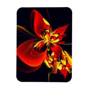 Rood Geel Bloemen Modern Abstract Kunstpatroon #10 Magneet