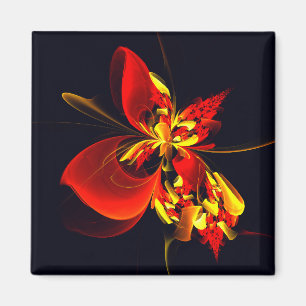Rood Geel Bloemen Modern Abstract Kunstpatroon #10 Magneet