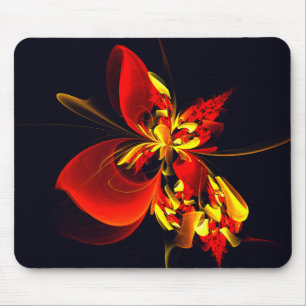 Rood Geel Bloemen Modern Abstract Kunstpatroon #10 Muismat