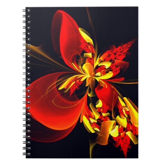 Rood Geel Bloemen Modern Abstract Kunstpatroon #10 Notitieboek (Voorkant)