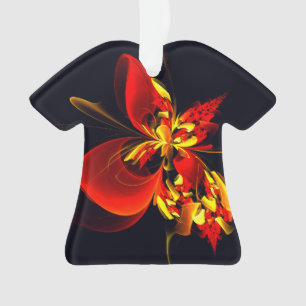 Rood Geel Bloemen Modern Abstract Kunstpatroon #10 Ornament