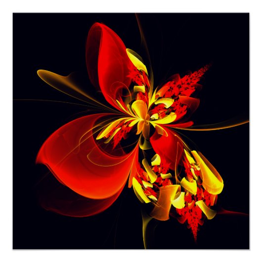 Rood Geel Bloemen Modern Abstract Kunstpatroon #10 Perfect Poster (Voorkant)
