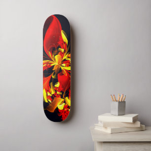Rood Geel Bloemen Modern Abstract Kunstpatroon #10 Persoonlijk Skateboard