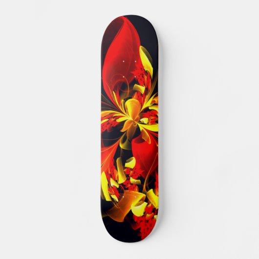 Rood Geel Bloemen Modern Abstract Kunstpatroon #10 Persoonlijk Skateboard (Voorkant)