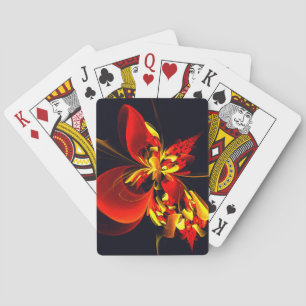 Rood Geel Bloemen Modern Abstract Kunstpatroon #10 Pokerkaarten