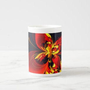 Rood Geel Bloemen Modern Abstract Kunstpatroon #10 Porselein Kop