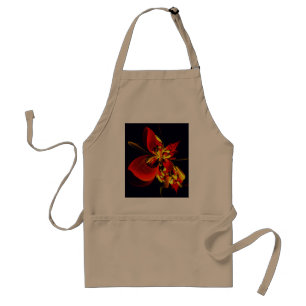 Rood Geel Bloemen Modern Abstract Kunstpatroon #10 Standaard Schort