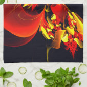 Rood Geel Bloemen Modern Abstract Kunstpatroon #10 Theedoek (Gevouwen)