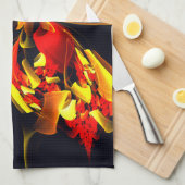 Rood Geel Bloemen Modern Abstract Kunstpatroon #10 Theedoek (Quarter Fold)