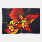 Rood Geel Bloemen Modern Abstract Kunstpatroon #10 Theedoek (Horizontaal)