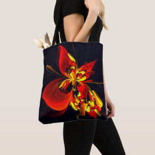 Rood Geel Bloemen Modern Abstract Kunstpatroon #10 Tote Bag