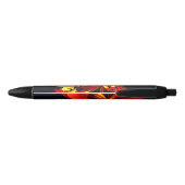 Rood Geel Bloemen Modern Abstract Kunstpatroon #10 Zwarte Inkt Pen (Achterkant)