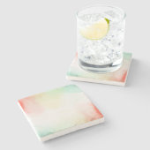 Rood Geel Blush Tie Dye Stenen Onderzetter (Zijkant)