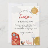 Rood Geel Boerderij Waterverf Leuk Verjaardagsfees Kaart (Voorkant)