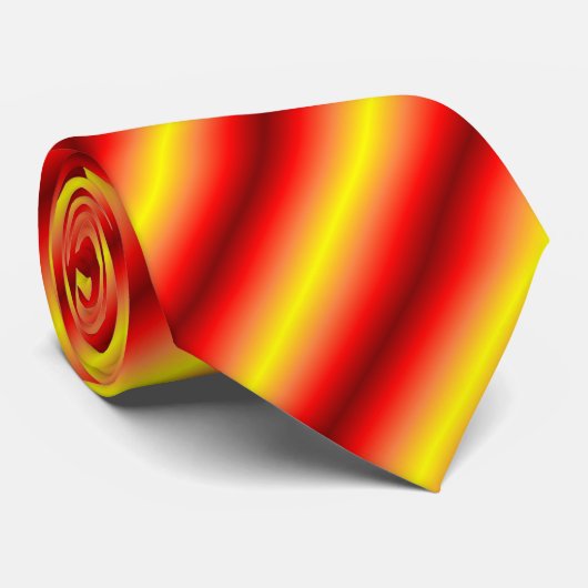 Rood Geel Bruin Glanzend Streepjespatroon Stropdas (Opgerold)