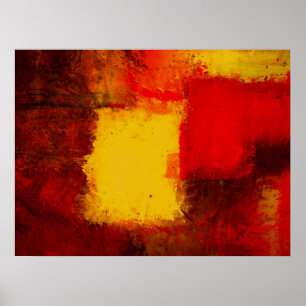 Rood Geel Bruin Modern Abstract Art Poster