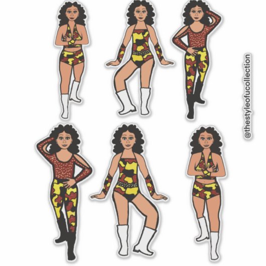 Rood Geel Camo Zilver Danser #2 Sticker (Voorkant)