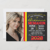 Rood & Geel Chalkboard Afstuderen Foto Kaart (Voorkant)