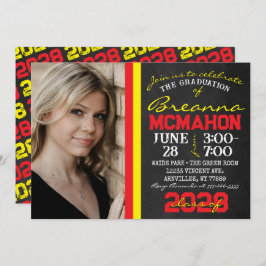 Rood & Geel Chalkboard Afstuderen Foto Kaart