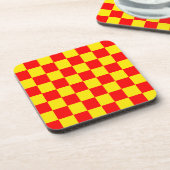 Rood Geel Check Checkered Pattern Design Bier Onderzetter (Linkerzijde)