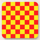 Rood Geel Check Checkered Pattern Design Bier Onderzetter (Voorkant)