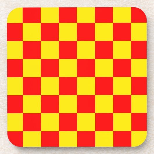 Rood Geel Check Checkered Pattern Design Bier Onderzetter (Voorkant)